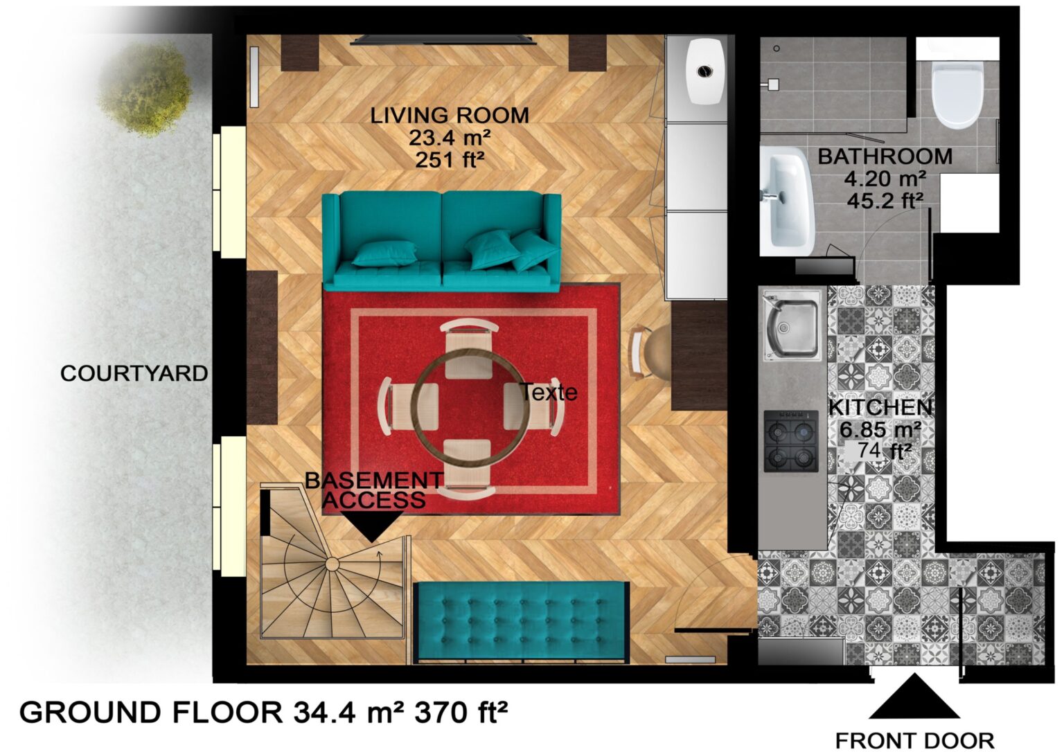 D2 booking - Bnb accommodation Paris Champs Elysees Eiffel tower - Plan D2 RDC En